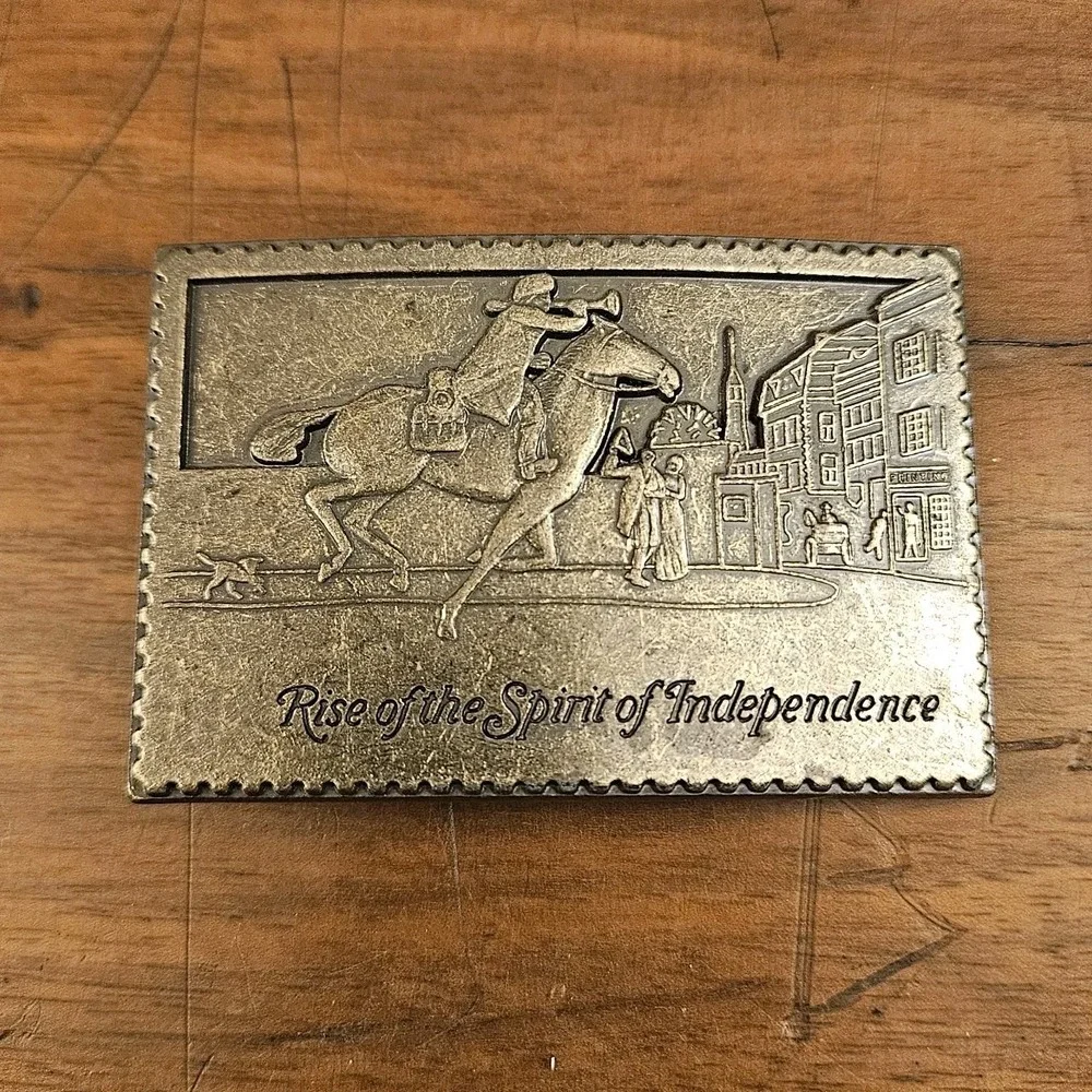 Spirit Of Independence Postage Stamp Patriotic Vintage Belt Buckle‎ Paul Revere